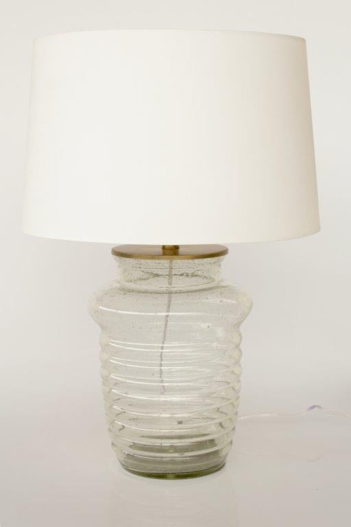 Glass Table Lamp Off White Shade